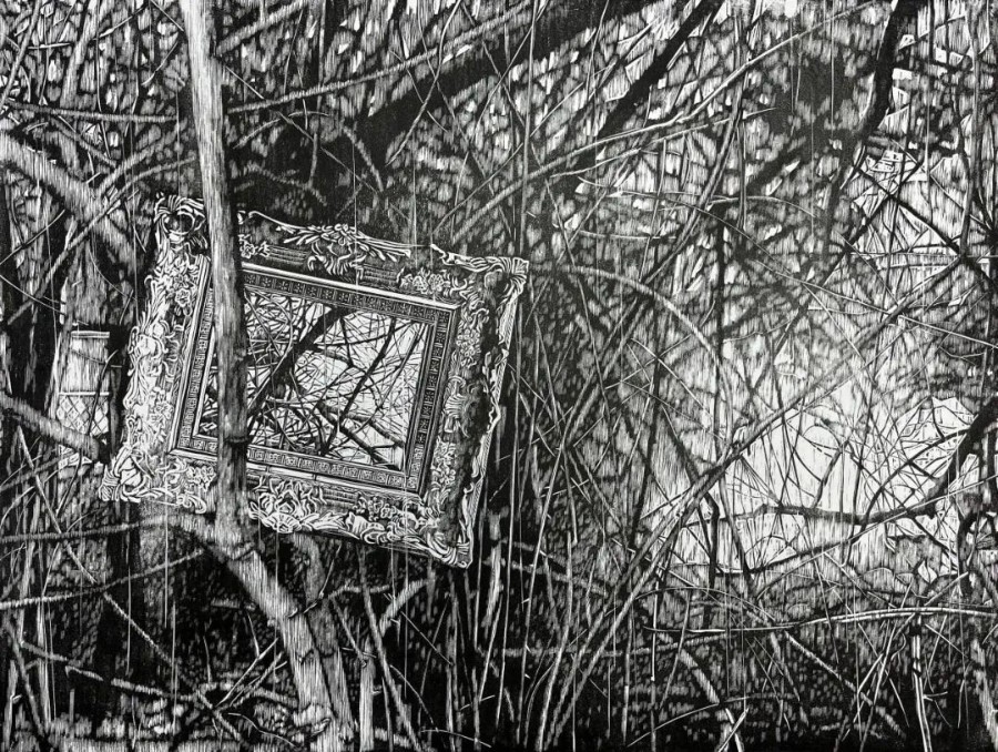 1701139537602945.jpg 黄伟鸿 《风景中的风景Ⅱ》 木刻版画 ( 银 奖作品).jpg